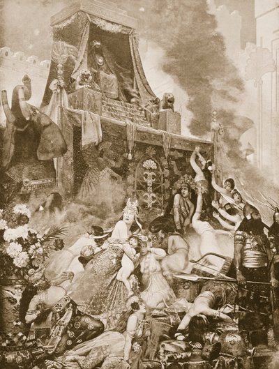 ニネベの堕落、ハチソン国の歴史、1910〜15年頃のイラスト 作： English School