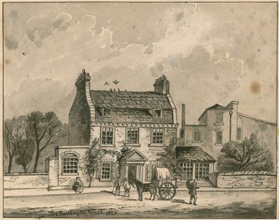 ファーシングパイハウス、ロンドン、1820年のオリジナルのドローイング（紙にトイレ） 作： English School