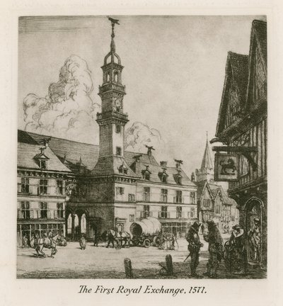最初の王立証券取引所、ロンドン、1571 作： English School
