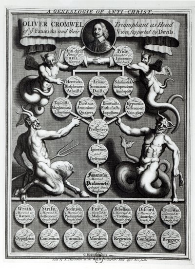 反キリストのオリバー・クロムウェルの系譜（1599-1658） 作： English School