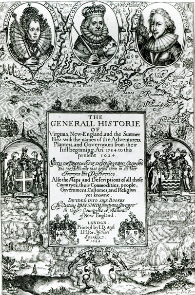 ニューイングランドとサマーアイルズのバージニア州の一般史、1624年 作： English School