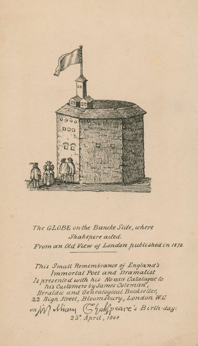 1579年に発表されたロンドンの古い見解に基づいたロンドンのバンクサイドのグローブ 作： English School