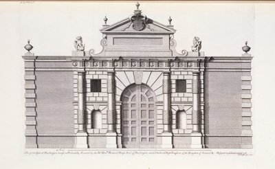 ピカデリーのバーリントン・ハウスの大門（コーレン・キャンベル著「Vitruvius Britannicus or The British Architect」より 作： English School
