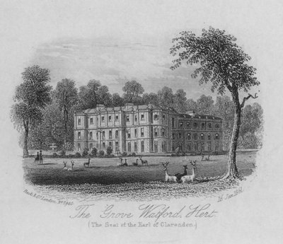 The Grove Watford, Hertfordshire, the Seat of the Earl of Clarendon（クラレンドン伯爵の居城） (Engraving) 作： English School