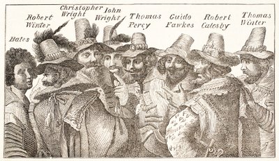 火薬の陰謀、1606年の彫刻後 作： English School