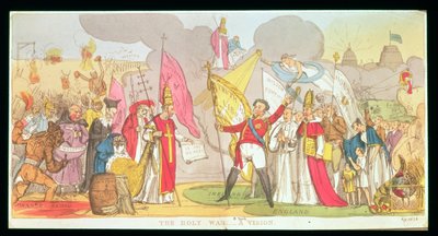 聖戦-1826年のアイルランドにおけるカトリック解放のための闘争の幻想、風刺漫画 作： English School