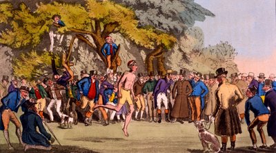 Egans Sporting AnecdotesによるClapham Commonのホッピングマッチ、1827年公開 作： English School