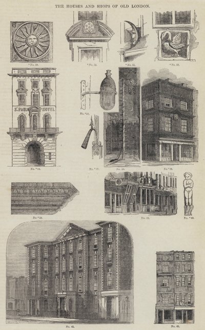 The Houses and Shops of Old London (Engraving) 作： English School