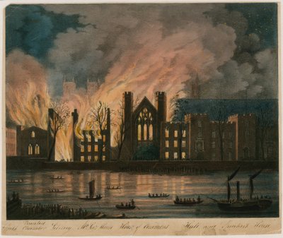 1834年10月16日、上院と下院の火事 作： English School