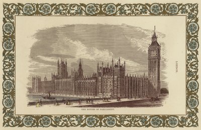 ロンドンの国会議事堂（カラー彫刻） 作： English School