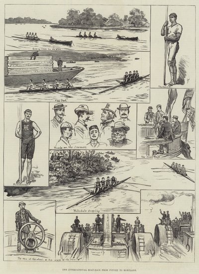 The International Boat-Race from Putney to Mortlake (e.g. engraving) 作： English School