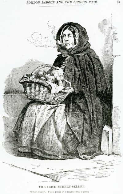 アイリッシュストリートセラー、1840年頃 作： English School