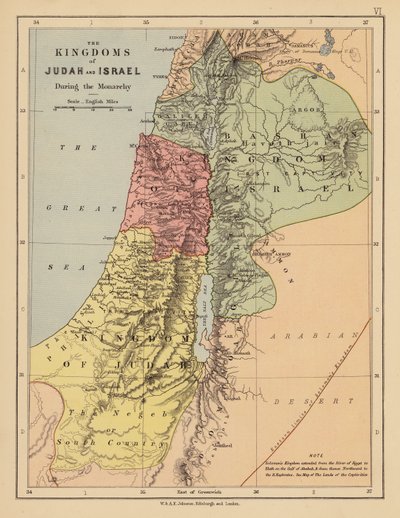 王政時代のユダ王国とイスラエル王国（カラーリトグラフ） 作： English School