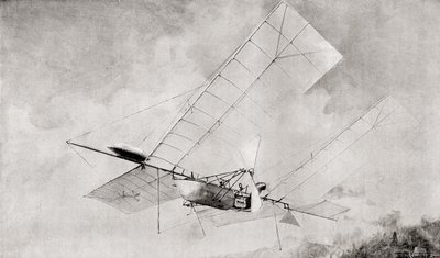 19世紀、飛行中のラングレー飛行場。1897年発行のThe Strand Magazineより。 作： English School