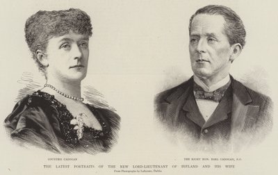 新任のアイルランド主席とその妻の最新の肖像画（エングレーヴィング 作： English School