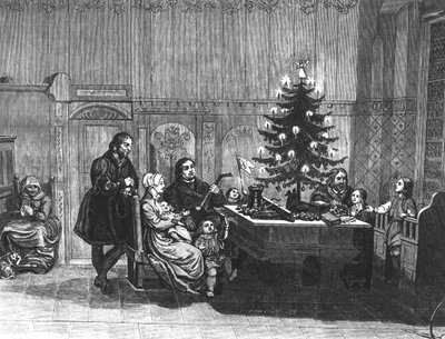 18世紀半ばの最初のクリスマスツリーキャンドルの伝説 作： English School
