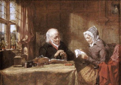 1860年頃、油彩・キャンバス「The Letter, or News from Afar 作： English School