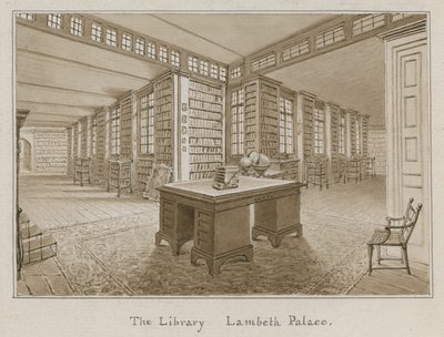 図書館、ランベス宮殿、ロンドン（紙にトイレ） 作： English School