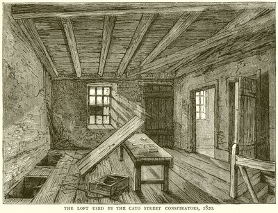 ケイトストリートの共謀者が使用したロフト、1820年 作： English School