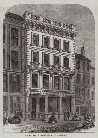 The London and Middlesex Bank, Finch-Lane, City (e.g. The London and Middlesex Bank, Finch-Lane, City) (彫刻) 作： English School