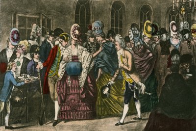 1772年にファッショナブルな人気を極めたバニッゲウェルズのロングルーム 作： English School