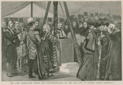 ギルドホールの新しいロンドン市裁判所の礎石を築く主首相 作： English School