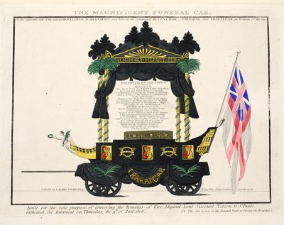 The Magnificent Funeral Car, pub.1806年（手彩色のエングレービング 作： English School