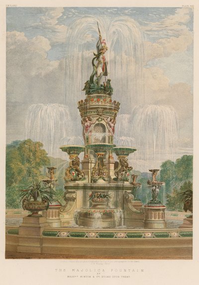 ストークアポントレント、Minton and Co氏によるマジョリカの噴水 作： English School