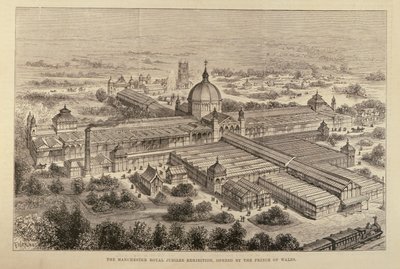 1887年5月7日、イラストレイテッドロンドンニュースより、プリンスオブウェールズがオープンしたマンチェスターロイヤルジュビリー展 作： English School