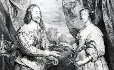 ヘンリエッタとチャールズの結婚、ヴァンダイクの後にG.ヴァーチューによって彫刻された、1742年 作： English School