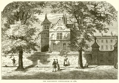 1780年のメリルボーンスクールハウス 作： English School