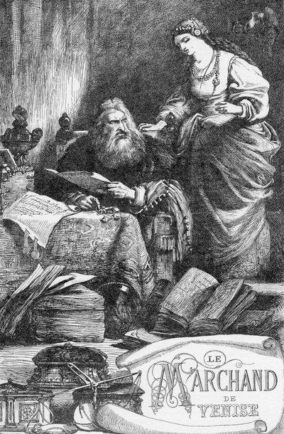 ヴェニスの商人 - The Merchant of Venice - 1866年「ウィリアム・シェイクスピア全集」の挿絵 - この版の挿絵と全体の形は、ロンドンで出版されたCassell