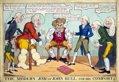 The Modern Job!Or John Bull and his Comforts！」、パブ。1816年（手彩色彫刻 作： English School