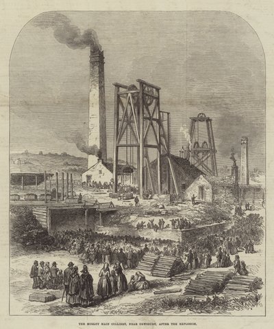 爆発後のDewsbury近郊のMorley Main Colliery(彫刻) 作： English School