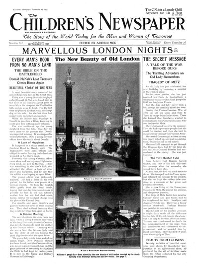 1931年9月の「The Children&39;s Newspaper」からの古いロンドンの新しい美しさ（新聞） 作： English School