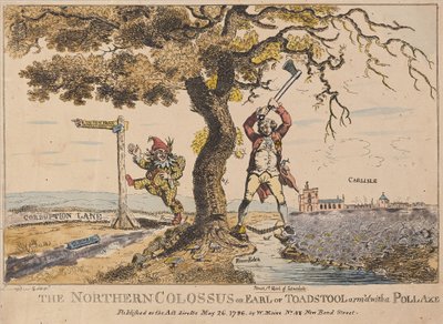 The Northern Colossus or Earl of Toadstool, pub.1786年（手彩色彫刻）。 作： English School