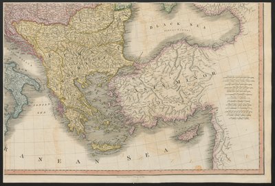 ヨーロッパ出身のオスマン帝国は、1815 年 11 月 20 日、1816 年に発行されたパリの最終条約によって合意され確認されたいくつかの帝国と州の境界線の逸脱とともに、領土のすべての変更を説明しています (コロ 作： English School