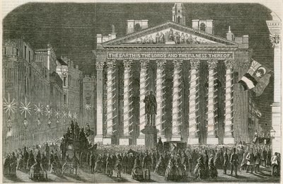 1856年5月29日、ロンドン王立取引所での平和のイルミネーション 作： English School