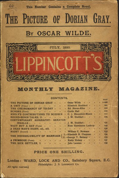 オスカー・ワイルドによる「ドリアン・グレイの肖像」、リッピンコットの月刊誌、1890年7月（カラーリソ） 作： English School