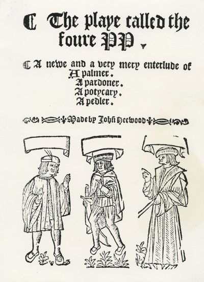 1530年頃の木版画「四つのPPと呼ばれる遊び」。 作： English School