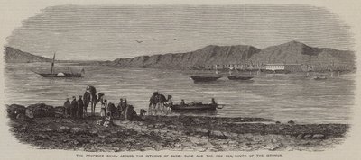 スエズ地峡を横断する提案された運河、スエズと紅海、地峡の南側(彫刻) 作： English School
