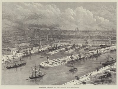 The Proposed Manchester Ship Canal, Intended Docks at Manchester (e.g. engraving) 作： English School