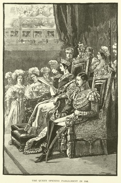 1846年に議会を開いた女王(彫刻) 作： English School