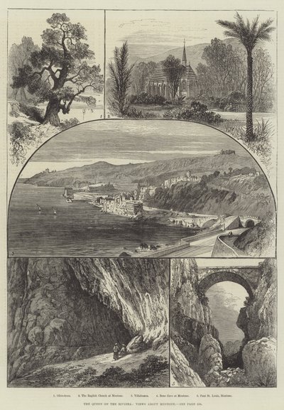 リヴィエラの女王 メントーネ周辺の風景（版画 作： English School