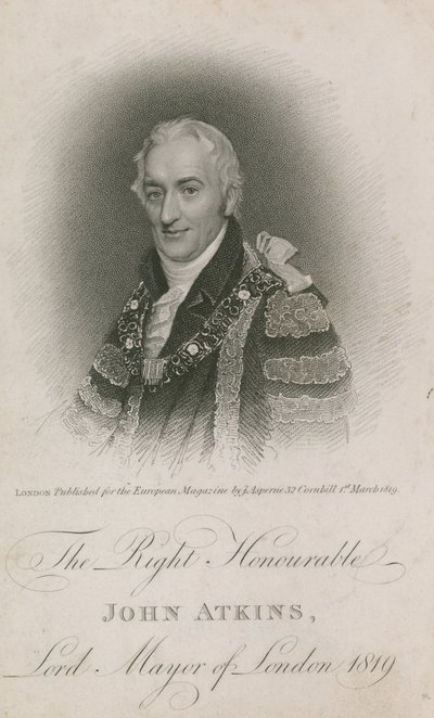 1819年ロンドン市長、ジョン・アトキンス氏 作： English School