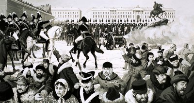 ロマノフ家の栄枯盛衰。西洋との戦い」（紙にガッシュ 作： English School
