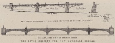 The Rival Designs for New Vauxhall Bridge (エングレーヴィング) 作： English School