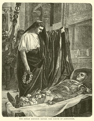 アレクサンドルの死体の前のローマ皇帝 作： English School