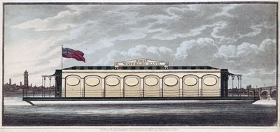 The Royal Waterloo Bath、パブ。1819年（カラー印刷）。 作： English School