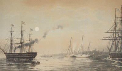 1863年3月5日のマーゲート夜のロイヤルヨット。エドワード7世の結婚記念碑とデンマークのアレクサンドラから。 1864 作： English School